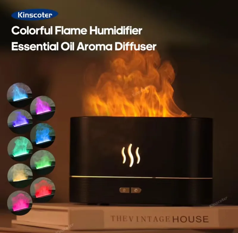 Humidificador efecto llama con luz LED 180 ml