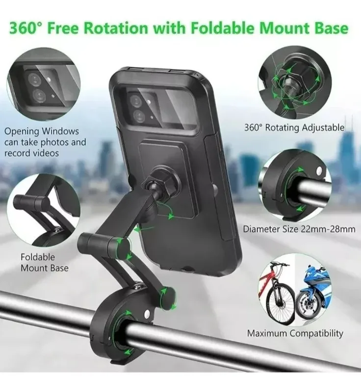 Soporte de celular impermeable para moto y bicicleta